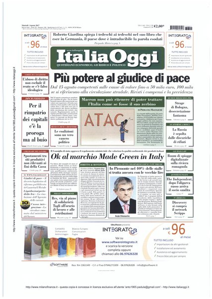 Italia oggi : quotidiano di economia finanza e politica